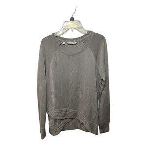 Athleta Shirt Top Gray Long Sleeve Criss Cross Hem Size XS